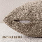 Foindtower Pack of 2 Textured Boucle Throw Pillow Covers Neutral Accent Solid Decorative Pillow Cases Cozy Woven Couch Cushion Case for Sofa Bedroom Living Room Home Decor 20x20 Inch Light Khaki Tan
