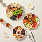 3 Packs Serving Platters, Large Serving Tray, Round Platters for Serving Food, Food Tray for Veggie Fruit Snack Dessert Cheese, White Ceramic Serving Trays for Party, Entertaining, 12.8”/10.8”/8.8”