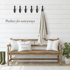 Rustic Cast Iron Coat Hooks (5 Pack) - Wall Mounted Farmhouse Decorative Vintage Hooks for Hanging Coats, Bags, Hats, Towels (Black, Large Spoon)