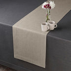 D'Moksha Homes Linen Natural Table Runner 90 Inches Long - 100% Pure Linen 14 x 90 Inch Table Runner for Dining, Fall, Autumn and Halloween - Machine Washable