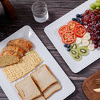 Melamine Large Serving Platter Set for Party Supplies,16"x11" Platters for Serving Food, 2pcs White reusable Serving Tray for Cookie, Fruit, Snack,Party Food Display,Stackable Kitchen CounterTop Tray