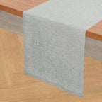 Solino Home Linen Table Runner 108 Inches Long - Athena, 100% Pure Linen Chambray Grey Table Runner 14 x 108 Inch for Dining, Fall, Autumn, Halloween, Thanksgiving