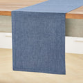 Solino Home Linen Table Runner 132 Inches Long - Athena, 100% Pure Linen Blue Denim Dining Table Runner 14 x 132 Inch for Christmas