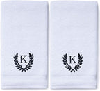 Decorative and Monogrammed Hand Towels for Bathroom Kitchen Makeup | Personalized Gift for Wedding-Bridal | Roman Font Custom Luxury Turkish Towel | Spa Collection, Oversized, 16 X 30 Inch, Set of 2