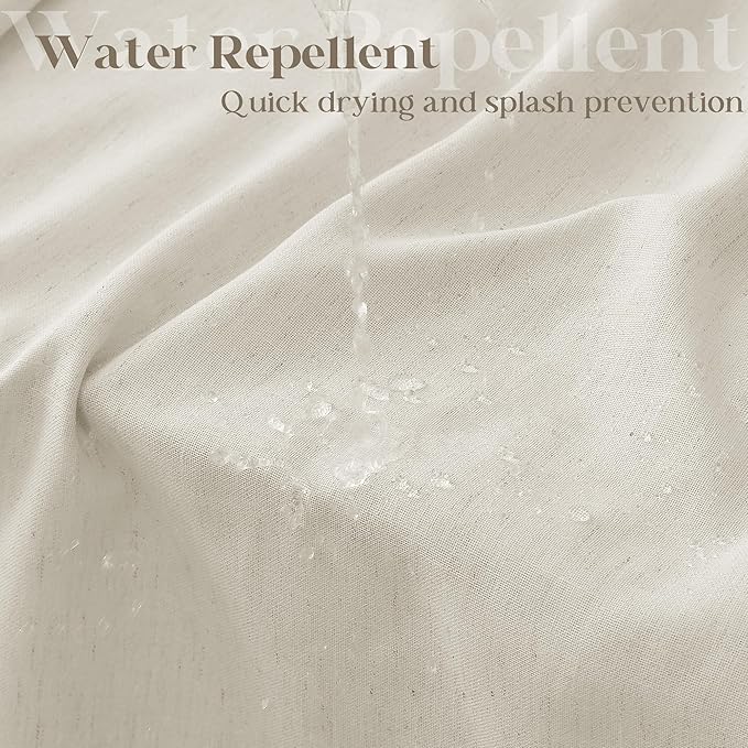 90 Inch Shower Curtain Linen Neutral Earth Tone Extra Long Shower Curtain for Bathroom Bath Drapes Boho Vintage Country Style Rustic Cloth Drapes Bathroom Decor, Greyish Beige Tan, 72x90