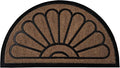 ubdyo Front Door Mat - Low Pile Front Half Circle Door Mat Outside Entrance - Muddy Dirt Trapping Welcome Matt Outdoor - Rubber Backing Anti Slip Indoor Doormat Entrance, 29" x 17", Bright Brown