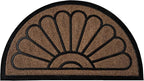 ubdyo Front Door Mat - Low Pile Front Half Circle Door Mat Outside Entrance - Muddy Dirt Trapping Welcome Matt Outdoor - Rubber Backing Anti Slip Indoor Doormat Entrance, 29" x 17", Bright Brown