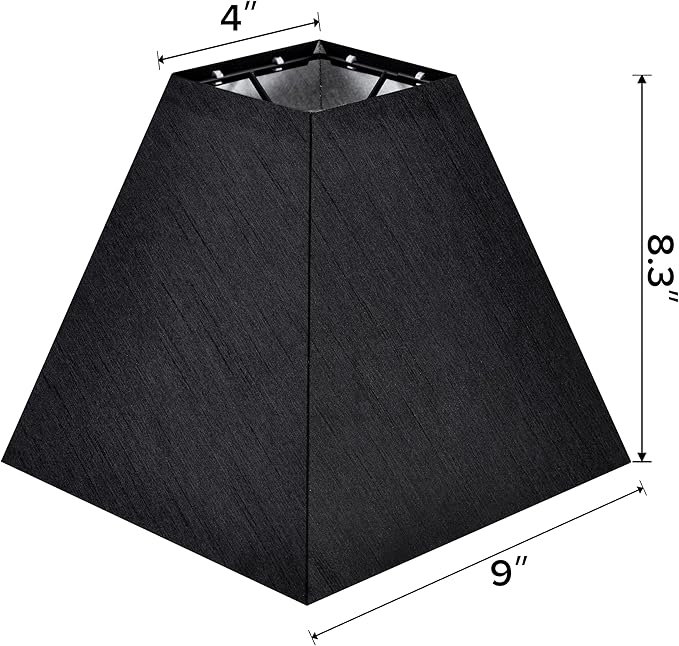 2 Pack Spider Small Square Lampshades,4"×9" × 8.3”inches Black Lampshades for Wall Lamps Table Lamps Floor Lamps-Wall Mount Natural Faux Silk Black Lamp Shade Replacement for Bedroom By GO&SO