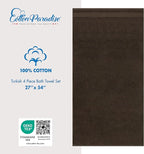 Cotton Paradise 4 Piece Turkish Bath Towels for Bathroom, 100% Cotton Extra Large Soft Plush Towels Bathroom Set, Brown