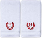 Decorative and Monogrammed Hand Towels for Bathroom Kitchen Makeup | Personalized Gift for Wedding-Bridal | Roman Font Custom Luxury Turkish Towel | Spa Collection, Oversized, 16 X 30 Inch, Set of 2