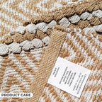 Bedding Craft Jute Cotton Stripe Area Rug for Living Room 24x36 Inch - Natural Ivory - Machine Washable 2x3 Feet Rugs - 70% Jute and 30% Cotton