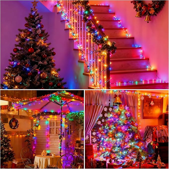 [6 Pack] Solar String Lights Multicolored, 236 FT 600 LED Solar Twinkle Light Outdoor with 8 Modes & Memory Function, Waterproof Chrismas Lights for Xmas Tree Party Decorations