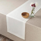 D'Moksha Homes Linen Ivory Table Runner 72 Inches Long - 100% Pure Linen 14 x 72 Inch Table Runner for Dining, Fall, Autumn and Halloween - Machine Washable