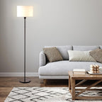 O’Bright Ted - Drum Shade Standing Lamp, Pull Chain Switch, E26 Socket, Modern Minimalist Design, Simple Floor Lamp for Living Room, Bedroom, Office, Black