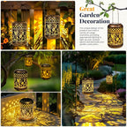 Hummingbird Gifts for Women Mom 2 Pack Solar Lanterns Outdoor Decor Metal Hanging Solar Lights Outside Decoration for Garden Yard Patio Porch