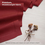 D'Moksha Homes Linen Red Table Runner 144 Inches Long - 100% Pure Linen Extra Long Table Runner 14 x 144 Inch for Fall, Autumn and Halloween - Classic Hemstitch