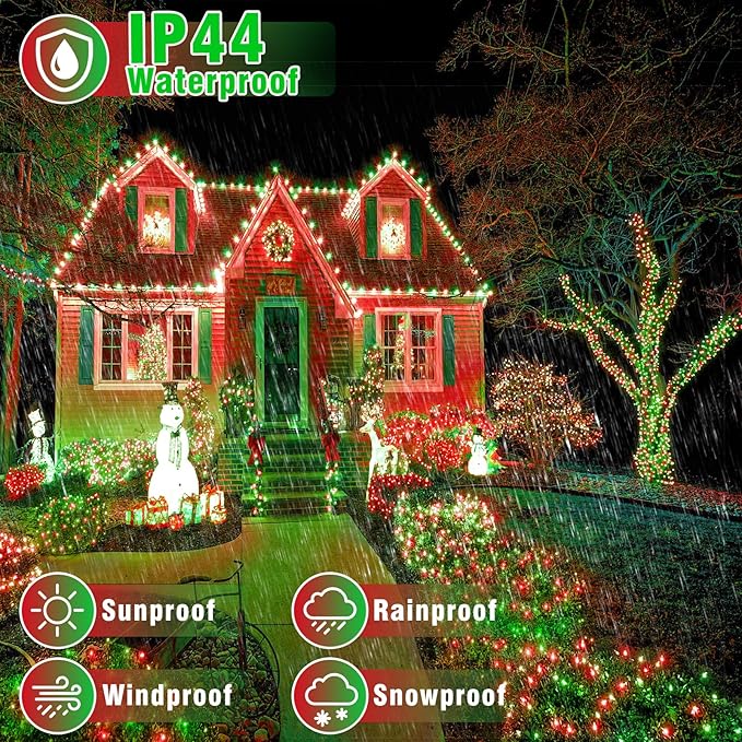 Christmas Lights Indoor, 132FT 400 LED Outdoor String Lights with 8 Modes Waterproof, Plug in Fairy Twinkle Lights Clear Wire for House Bedroom Patio Window Garden Wedding Decorations