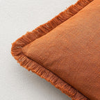 MIULEE Fall Decorative Throw Pillow Covers Neutral Linen Fringe Throw Pillows Euro Shams Set of 2 Orange Boho Farmhouse Cushion Covers for Couch Sofa Bed Living Room Spring Home Decor 22x22 Inch