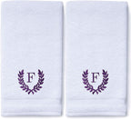 Decorative and Monogrammed Hand Towels for Bathroom Kitchen Makeup | Personalized Gift for Wedding-Bridal | Roman Font Custom Luxury Turkish Towel | Spa Collection, Oversized, 16 X 30 Inch, Set of 2