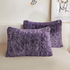 XeGe Faux Fur Throw Pillow Cases, Plush Shaggy Ultra Soft Pillow Covers, Fluffy Crystal Velvet Decorative Pillowcases, Furry Fuzzy Pillow Shams Zipper Closure, Set of 2 (Standard, Purple Ombre)
