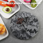 Koville African Natural Marble Cutting Board for Kitchen, 11inch Round Hand Crafted Marble Slab for Cheese, Charcuterie, Pastry Board - Wedding Gift, House Warming Gift(Monte Grigio)