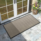 Yimobra Large Door Mat Outside Entrance 47x24, Waterproof Heavy Duty Outdoor Mats for Front Door, Non Slip Rubber Entry Mat for Garage Patio Indoor, Easy Clean, Beige
