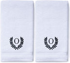 Decorative and Monogrammed Hand Towels for Bathroom Kitchen Makeup | Personalized Gift for Wedding-Bridal | Roman Font Custom Luxury Turkish Towel | Spa Collection, Oversized, 16 X 30 Inch, Set of 2