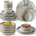 GBHOME 32 Pieces Double Bowls Ceramic Dinnerware Sets for 8, Stoneware Plates and Bowls Set with Reactive Glaze, Scratch Resistant Stoneware Dishes Set, Dishwasher & Microwave Safe