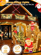 500 LED 164 FT Christmas Lights, Waterproof Outdoor String Lights with Remote and Timer, Christmas Tree Lights with 8 Modes Dimmable, Fairy Lights for Holiday Decor (Warm White)