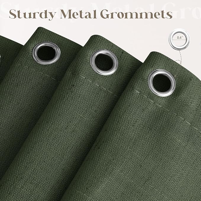 Green Olive Linen Shower Curtain Country Boho Farmhouse Bathroom Decor Shower Curtains 78 Inches Long for Bathroom Neutral Cloth Textured Fabric Bath Cloth with Hooks Hunter Green 78 Inch Length