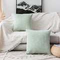 Home Brilliant Green Throw Pillow Cover 24x24 Set of 2 Euro Shams Super Soft Striped Velvet Large Cushion Cover for Living Room Sage Green Spring Decor, 24 x 24 inch, Mint