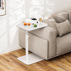 Side Table Sofa Tray for Couch Heavy Metal Base Swivel/Adjustable Height, Sofa Bed Bathroom Study TV Tray C Shaped End Table Food Snack Trays for Eating