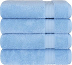 Cotton Paradise 4 Piece Turkish Bath Towels for Bathroom, 100% Cotton Extra Large Soft Plush Towels Bathroom Set, Sky Blue