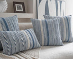 Boho Lumbar Pillow Covers 14x36 Long, Farmhouse Decorative Couch Pillow Cases, Blue Accent Pillows of Bed, Sofa Bedroom Living Room Home Decor Cushion Cover, Pack of 1