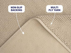 American Soft Linen Bath Rug, 17 in 24 in 100% Cotton Bath Mats Rugs for Bathroom, Slip Reducer Washable Shaggy Form Area Rugs, Beige Bath Rug