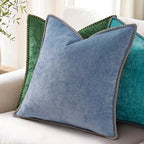 decorUhome Christmas Chenille Soft Throw Pillow Covers 18x18 Set of 2, Farmhouse Velvet Neutral Decorative Euro Pillow Covers with Stitched Edge for Couch Sofa Bed Home Decor, Green