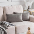 Home Brilliant Set of 2 Plush Velvet Corduroy Striped 12x20 Lumbar Pillow Covers Rectangular Throw Pillow Cover Pillow Case Cushion Cover, 12 x 20 inch, Ash Grey