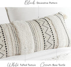 BlissBlush Large Body Pillow Cover for Bed 20x54 Boho Accent Oversized Long Pillowcase for Bedroom Black Neutral White Decorative Cushion Farmhouse Home Décor (Cover ONLY, Pack of 1)