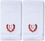 Decorative and Monogrammed Hand Towels for Bathroom Kitchen Makeup | Personalized Gift for Wedding-Bridal | Roman Font Custom Luxury Turkish Towel | Spa Collection, Oversized, 16 X 30 Inch, Set of 2
