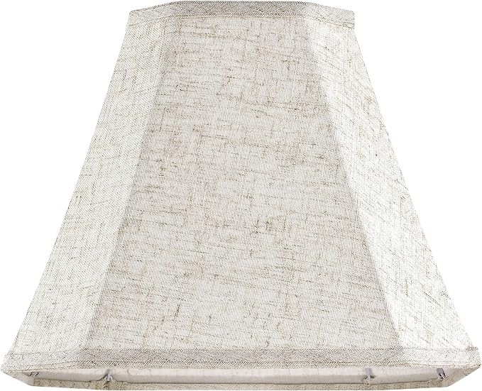 GO&SO Set of 2 Light Beige Lampshade Octagonal Bell Lamp Shades 6.5" Top x 13" Bottom x 11.2" Slant High x 10.5'' Vertical High, Linen Lamp Shade for Table & Floor Lamps - Hand Crafted - Spider Fitter