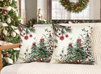 4TH Emotion Christmas Trees Pillow Covers 18x18 Inch Set of 2, Xmas Farmhouse Decorations Winter Holiday Decor Throw Cushion Case for Home Couch S24C37