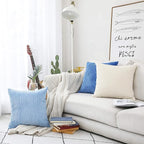 Home Brilliant 24x24 Pillow Covers Set of 2 Striped Velvet Corduroy Euro Throw Pillow Sham Large Cushion Covers for Chair Christmas Decor, 24 x 24 inch, Cream Cheese