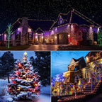 iBaycon Solar C6 Christmas Lights Outdoor, 48FT 100LED C6 Strawberry String Light, 8 Modes Solar Powered Lights String for Xmas Tree House Eaves Roof Christmas Holiday Decorations