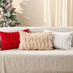 DFXSZ Christmas Pillow Covers 12x20 inch Set of 2 Beige Christmas Tree Elk Decoration Soft Plush Faux Fur Jacquard Throw Pillows for Bedroom Sofa Holiday Festivals Winter Home Decor PTK069C12