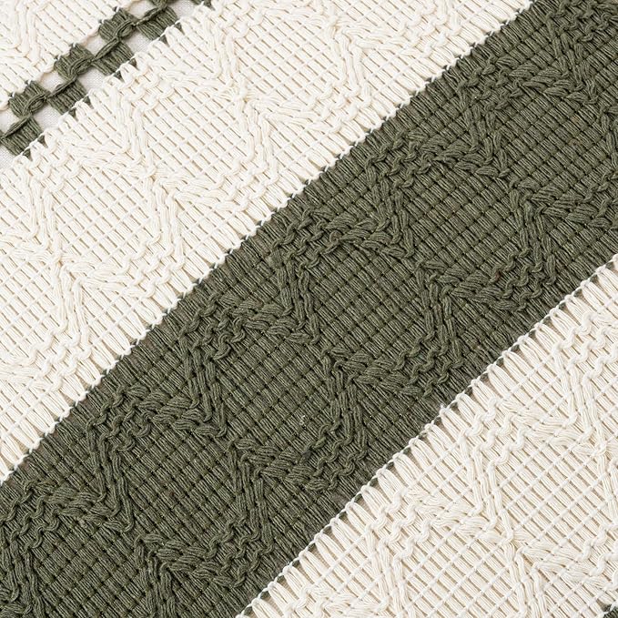 Fancy Homi Set of 2 Boho Olive Green Lumbar Decorative Throw Pillow Cover 12x20 Inch for Couch Bed Sofa Chair, Modern Organic Farmhouse Home Decor, Soft Cotton Cute Accent Rectangle Cushion Case