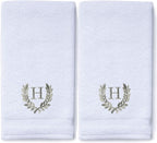 Decorative and Monogrammed Hand Towels for Bathroom Kitchen Makeup | Personalized Gift for Wedding-Bridal | Roman Font Custom Luxury Turkish Towel | Spa Collection, Oversized, 16 X 30 Inch, Set of 2