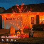 JMEXSUSS 200 LED Orange Halloween Lights Outdoor, 66ft Connectable Halloween String Lights Plug in, 8 Modes Orange Light for Tree Outside Indoor Xmas Party Garden Fence Patio Porch Decor