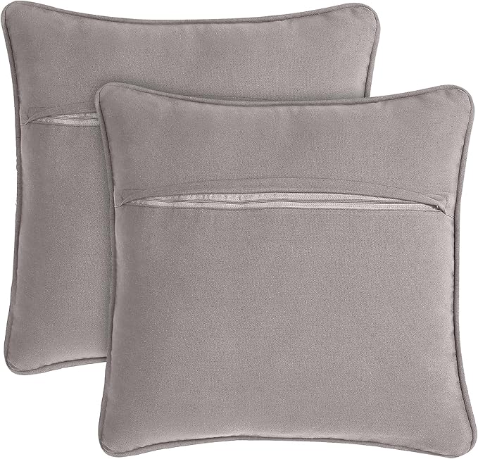 Boho Living Jada 2 Pc Decorative Throw Pillow Covers, Pillow Insert not Included, Premium Woven Design, Living Room Décor, (2) 20" x 20", Grey
