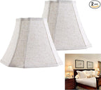 GO&SO Set of 2 Medium Lamp Shades Beige Oatmeal,Square Cut Comer Lamoshade for Floor and Table Lamps,6.5x13.2x10.6".Natural Linen, Traditional Shade for Bedroom Easy Assembly Required (2 Pack)