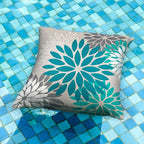 DFXSZ Dark Blue Green Outdoor Pillow Covers 16X16 Inch Set of 2 Spring Teal Flower Pillow Case Outdoor Waterproof Decor for Patio Funiture Garden Polyester pillowcovers 002D16